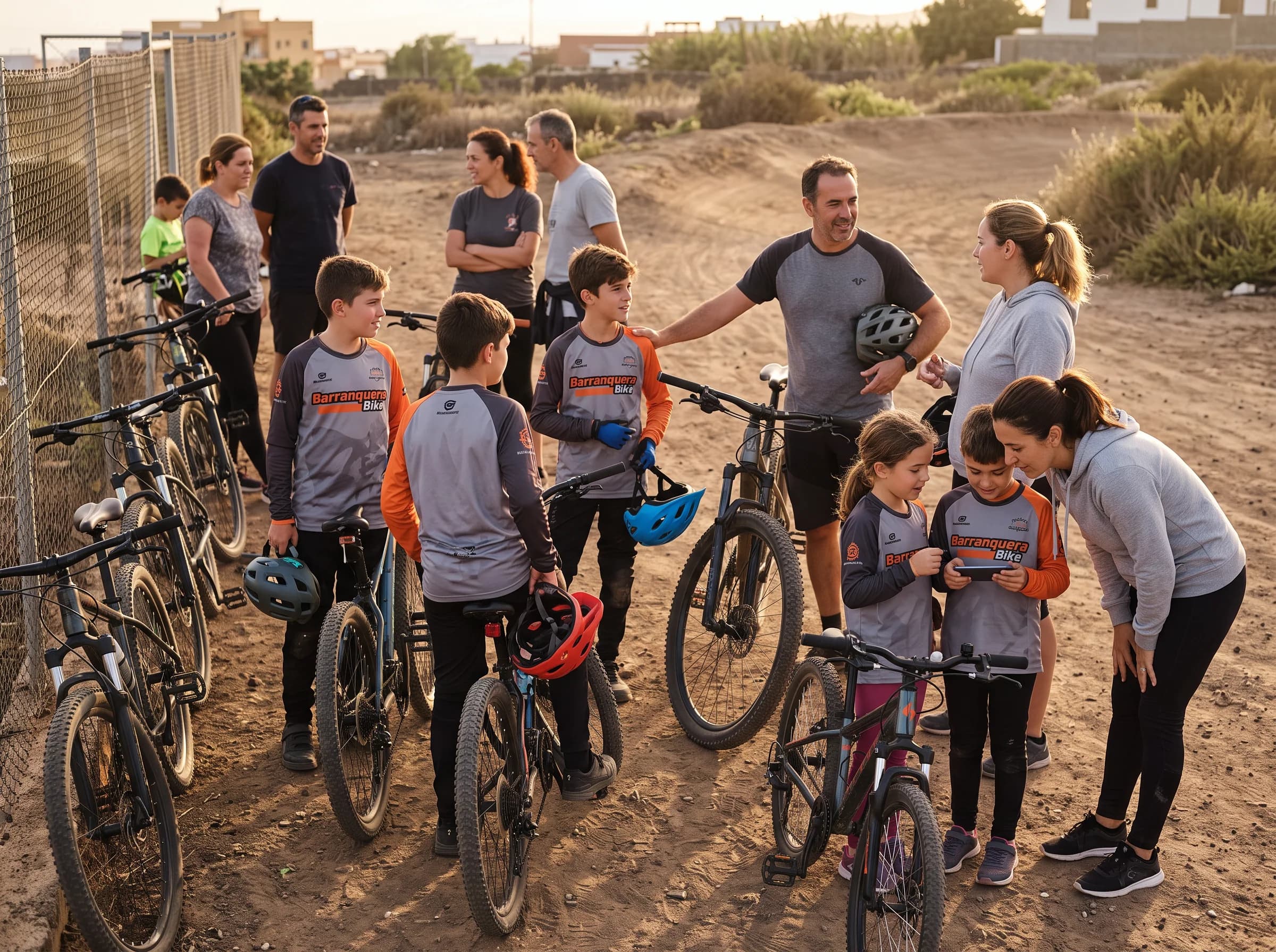 Familias y ciclistas de Barranquera Bike al terminar un entrenamiento